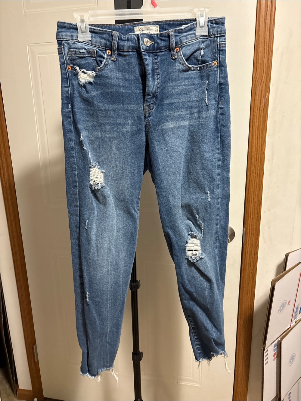 Jessica Simpson Distressed Light Blue Boyfriend Jeans